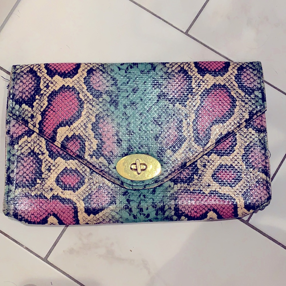Fun & Colorful snakeskin clutch